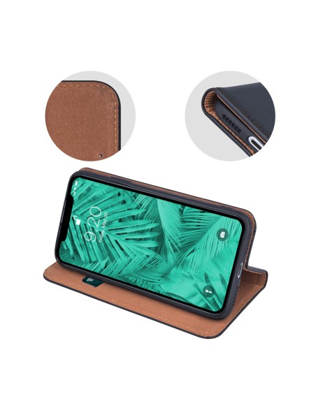 Étui Genuine Cuir Véritable Smart Pro pour Samsung Galaxy A55 5G Noir