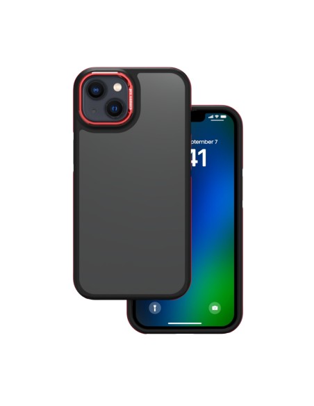 Coque Crystal Black pour iPhone 13 / 14 Rouge