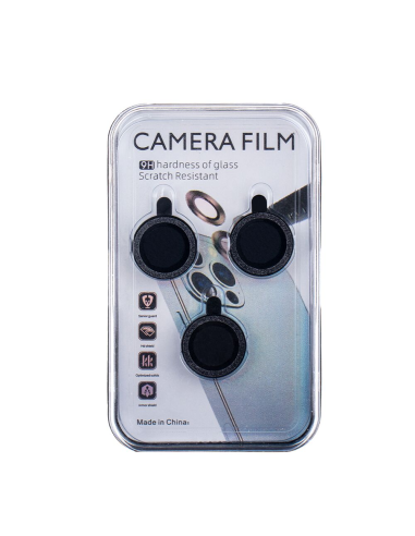 Protection verre objectif pour iPhone 12 Pro Paillettes Noir (3 pcs)