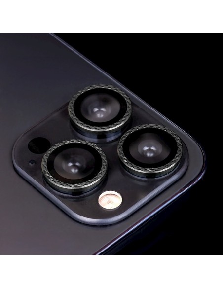 Protection verre objectif pour iPhone 13 Pro Losange Noir (3 pcs)