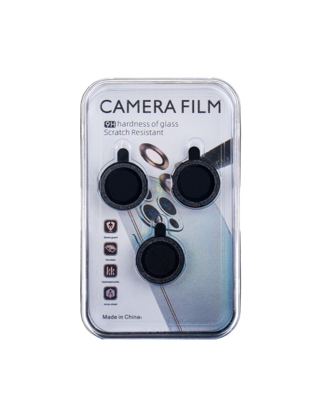 Protection verre objectif pour iPhone 14 Pro Paillettes Noir (3 pcs)