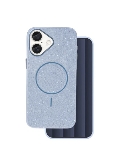 Coque Glitter Thin Magsafe pour iPhone 16 Bleu