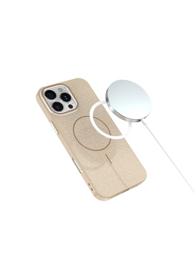 Coque Glitter Thin Magsafe pour iPhone 16 Marron