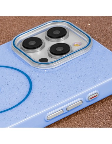 Coque Glitter Thin Magsafe pour iPhone 14 Bleu