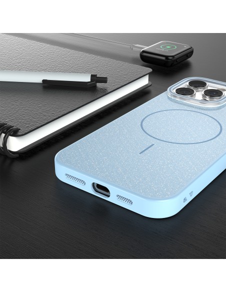 Coque Glitter Thin Magsafe pour iPhone 14 Bleu