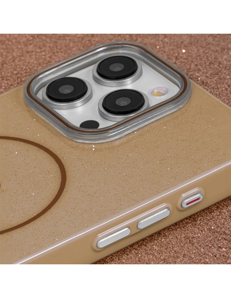 Coque Glitter Thin Magsafe pour iPhone 14 Marron