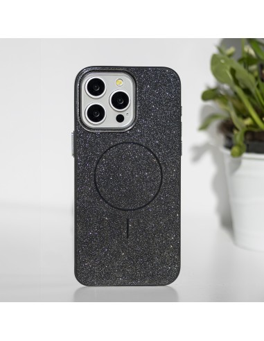 Coque Glitter Thin Magsafe pour iPhone 15 Noir