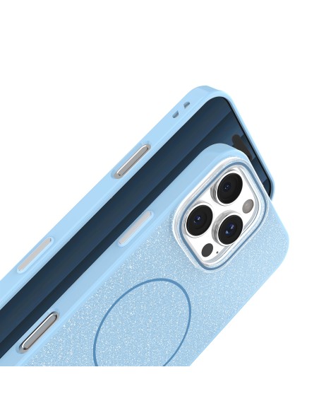 Coque Glitter Thin Magsafe pour iPhone 15 Bleu