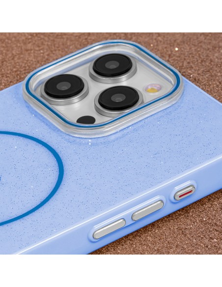 Coque Glitter Thin Magsafe pour iPhone 16 Pro Max Bleu