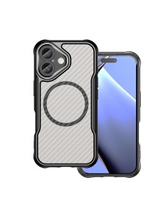 Coque Defender Carbon Mag pour iPhone 16 Noir