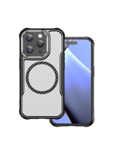 Coque Defender Carbon Mag pour iPhone 15 Pro Max Noir