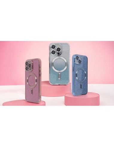 Coque SparkleFlex Mag pour iPhone 15 Bleu Argenté
