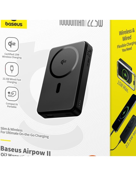 Batterie externe Power Bank Baseus Airpow Qi2 10000mAh 22.5W Noir