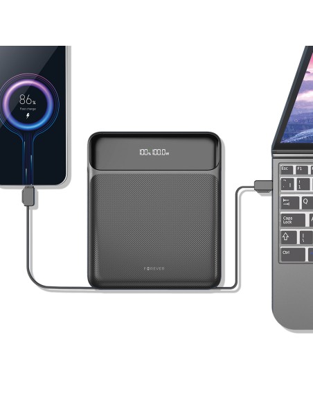 Batterie externe Power Bank Forever TB-200 pour ordinateur portable 20000 mAh 100W Noir