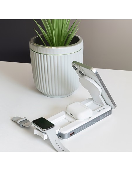 Batterie externe Power Bank Sans fil 3-en-1 MATB-300 10000 mAh Blanc