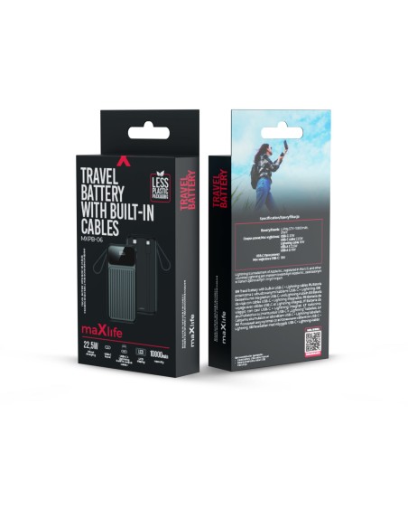 Batterie externe Power Bank Maxlife MXPB-06 PD QC 22,5W 10000 mAh Noir