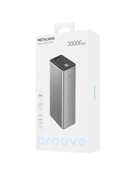 Batterie externe Power Bank Proove MetalSkin 65W 30000mAh Gris