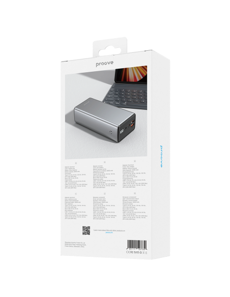 Batterie externe Power Bank Proove MetalSkin 65W 30000mAh Gris