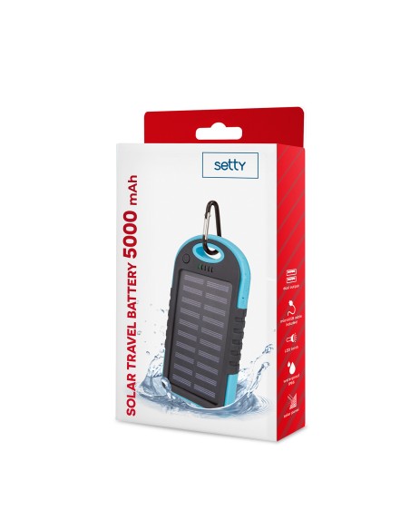 Batterie externe Power Bank Setty Solaire 5000 mAh Bleu
