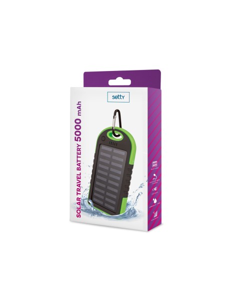 Batterie externe Power Bank Setty Solaire 5000 mAh Vert