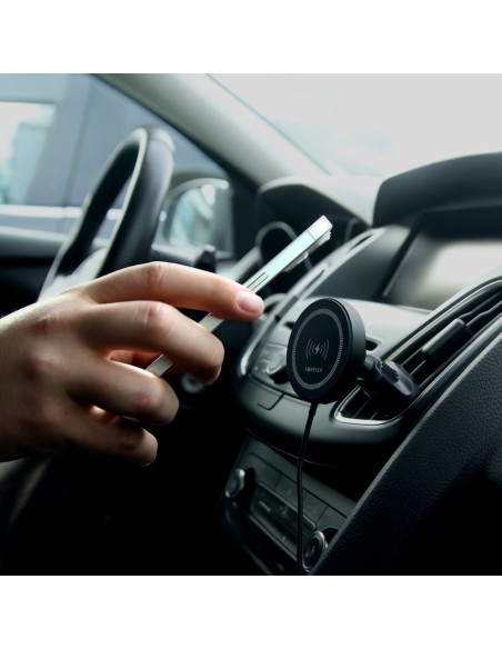 Forever support voiture pour ventilateur MACH-300 magnétique with wireless charging noir Qi2 15W