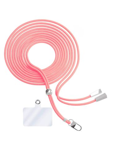 Cordon téléphone en nylon tressé 80cm réglable Rose Bonbon
