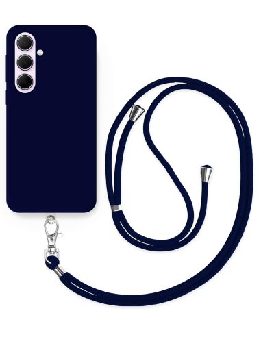 Cordon téléphone en nylon tressé 80cm réglable Bleu Marine