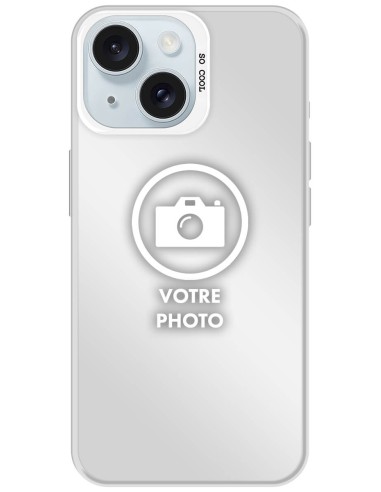 Coque silicone So Cool personnalisée Argent pour Apple iPhone 15 Plus