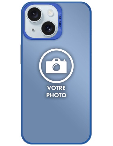 Coque silicone So Cool personnalisée Bleu pour Apple iPhone 15 Plus