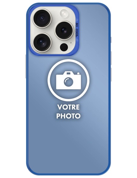 Coque silicone So Cool personnalisée Bleu pour Apple iPhone 15 Pro