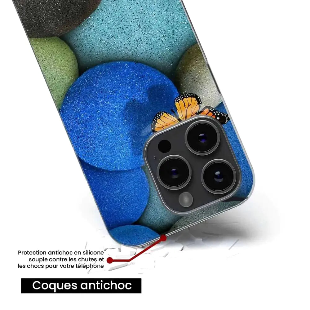 Papillon galet bleu 
