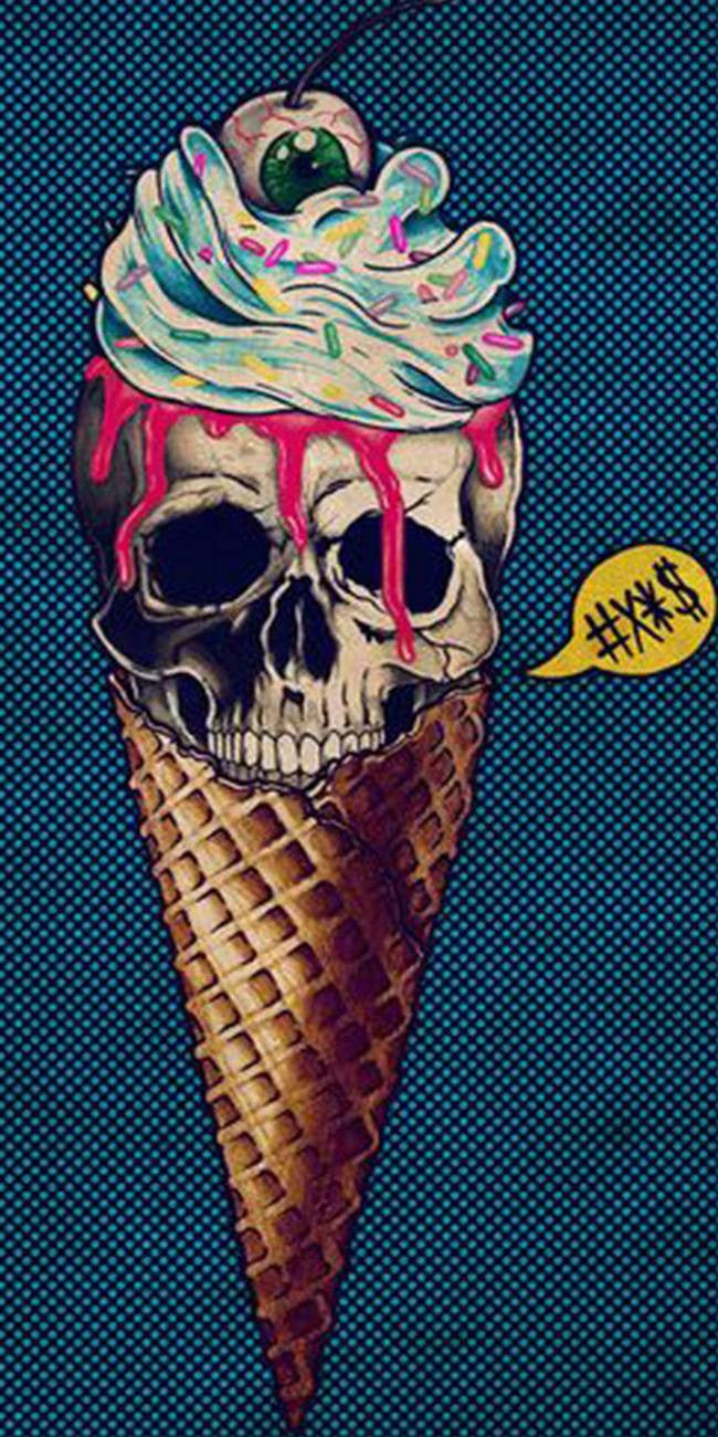 Ice cream skull blue