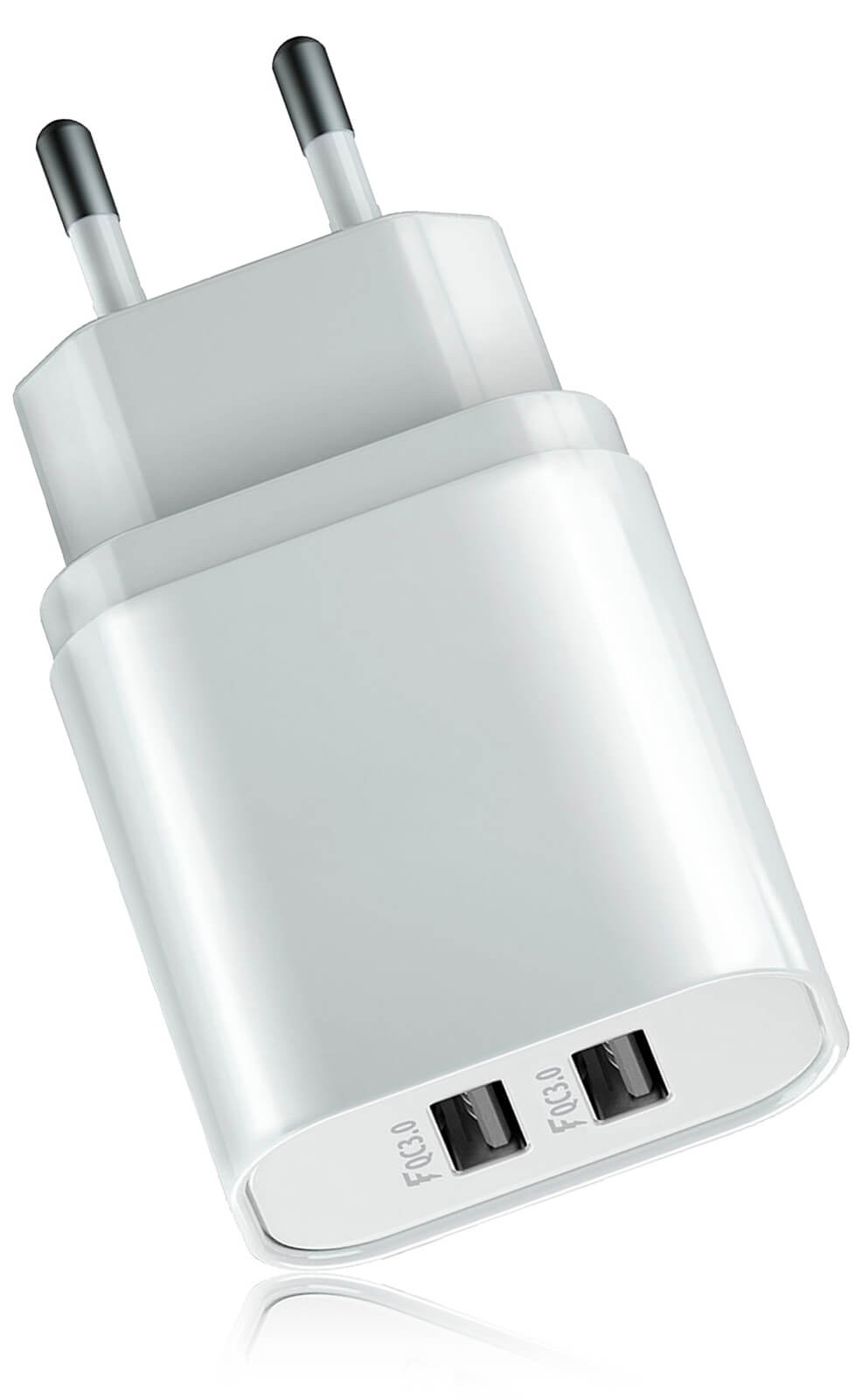 Chargeur secteur double USB 2.4A - Blanc