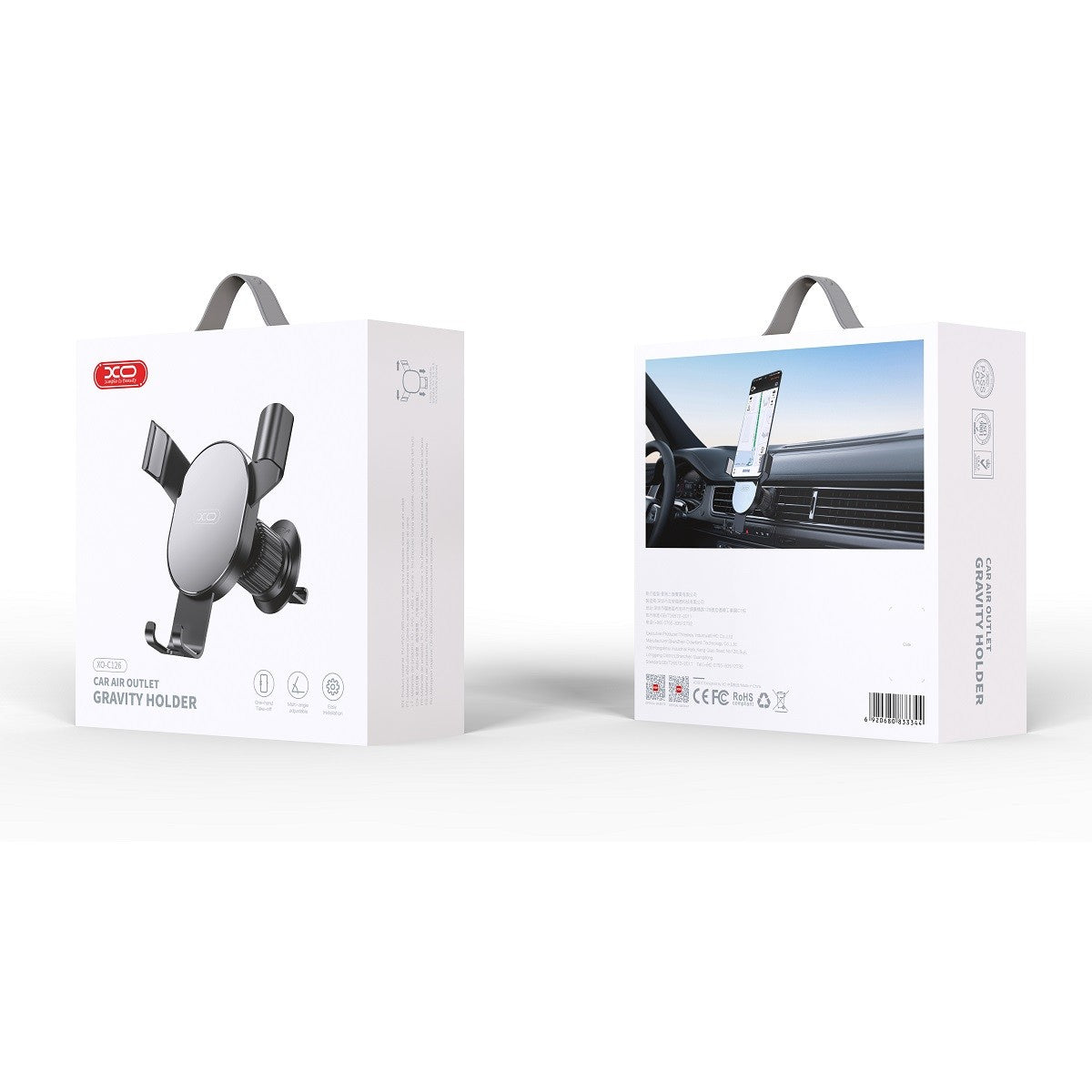 XO support voiture 126 argent-noir for pour sortie d'air