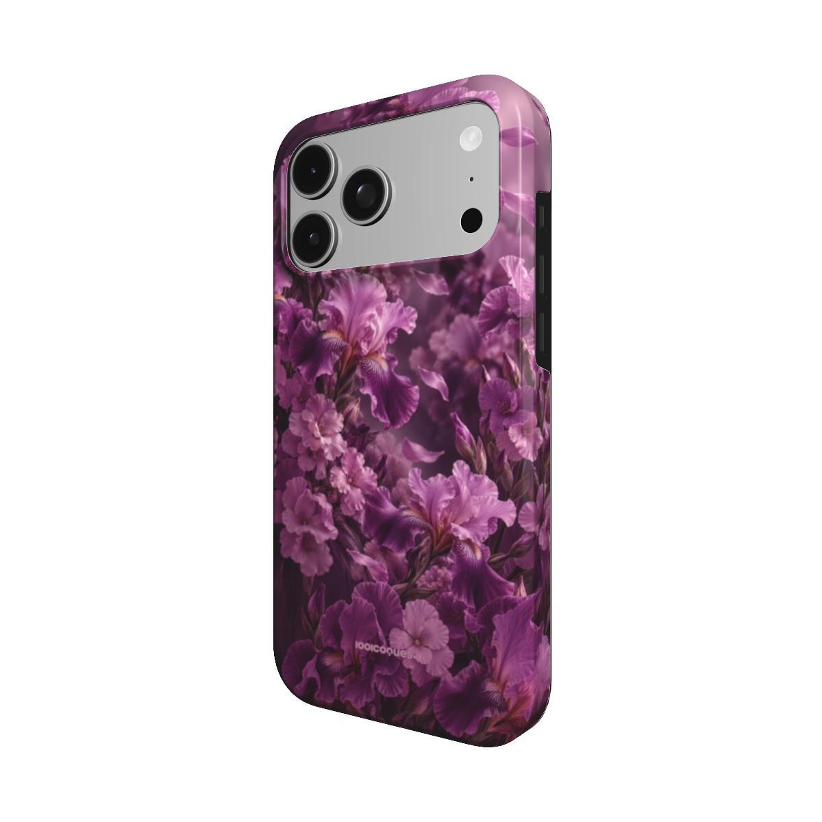 Coque Prestige Lilas vue de trois quarts, avec le rebord de la coque