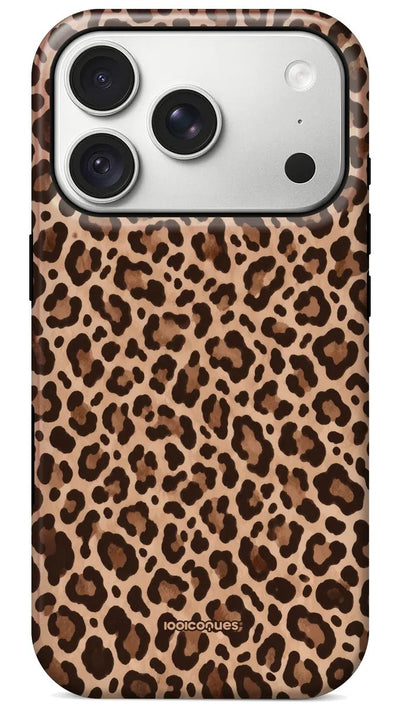 Coque Prestige Léopard vue de dos : un imprimé léopard caramel intemporel