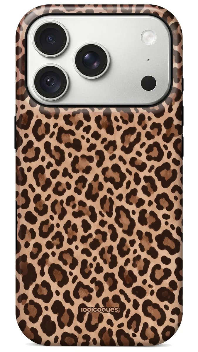Coque Prestige Léopard vue de dos : un imprimé léopard caramel intemporel