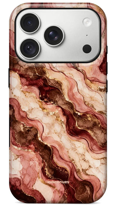Coque Prestige Grenat vue de dos : un marbre fluide rose et grenat
