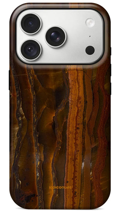 Coque Prestige Fauve vue de dos : les reflets ambrés de l'œil de tigre