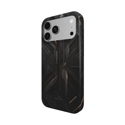 Coque Prestige Obsidienne vue de trois quarts, avec le rebord de la coque