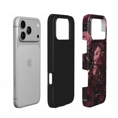 Coque Prestige Velours en vue éclatée : téléphone, couche intérieure souple et coque extérieure imprimée
