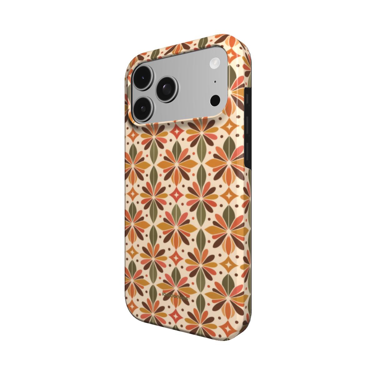 Coque Prestige Mosaïque vue de trois quarts, avec le rebord de la coque