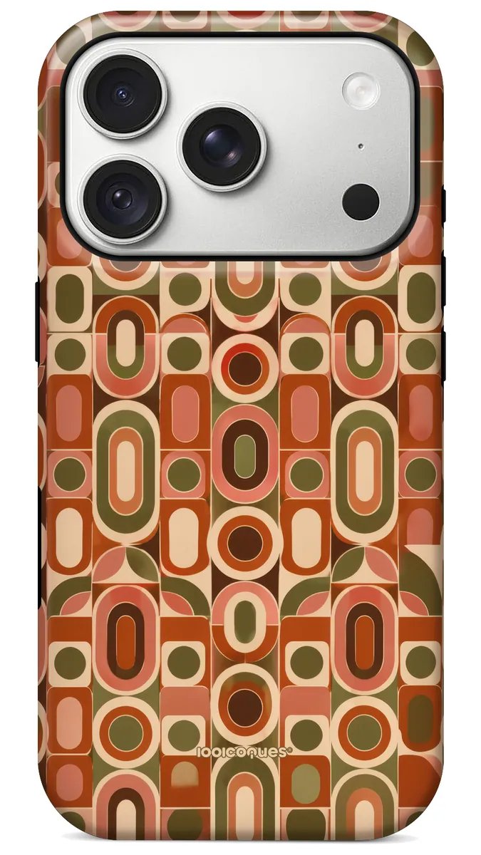 Coque Prestige Modulo vue de dos : des formes géométriques rétro rouille