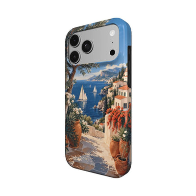 Coque Prestige Positano vue de trois quarts, avec le rebord de la coque