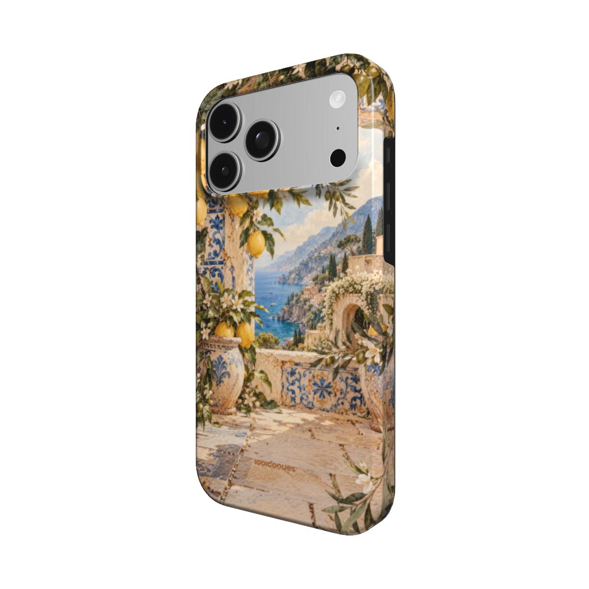 Coque Prestige Sorrento vue de trois quarts, avec le rebord de la coque