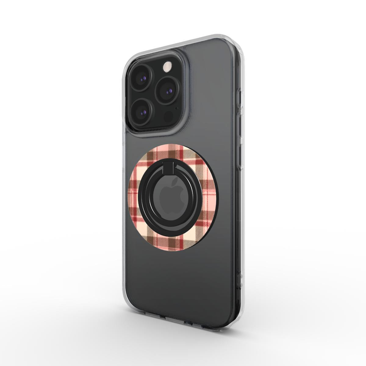 Bague Téléphone Magnétique Prestige Tartan Rose