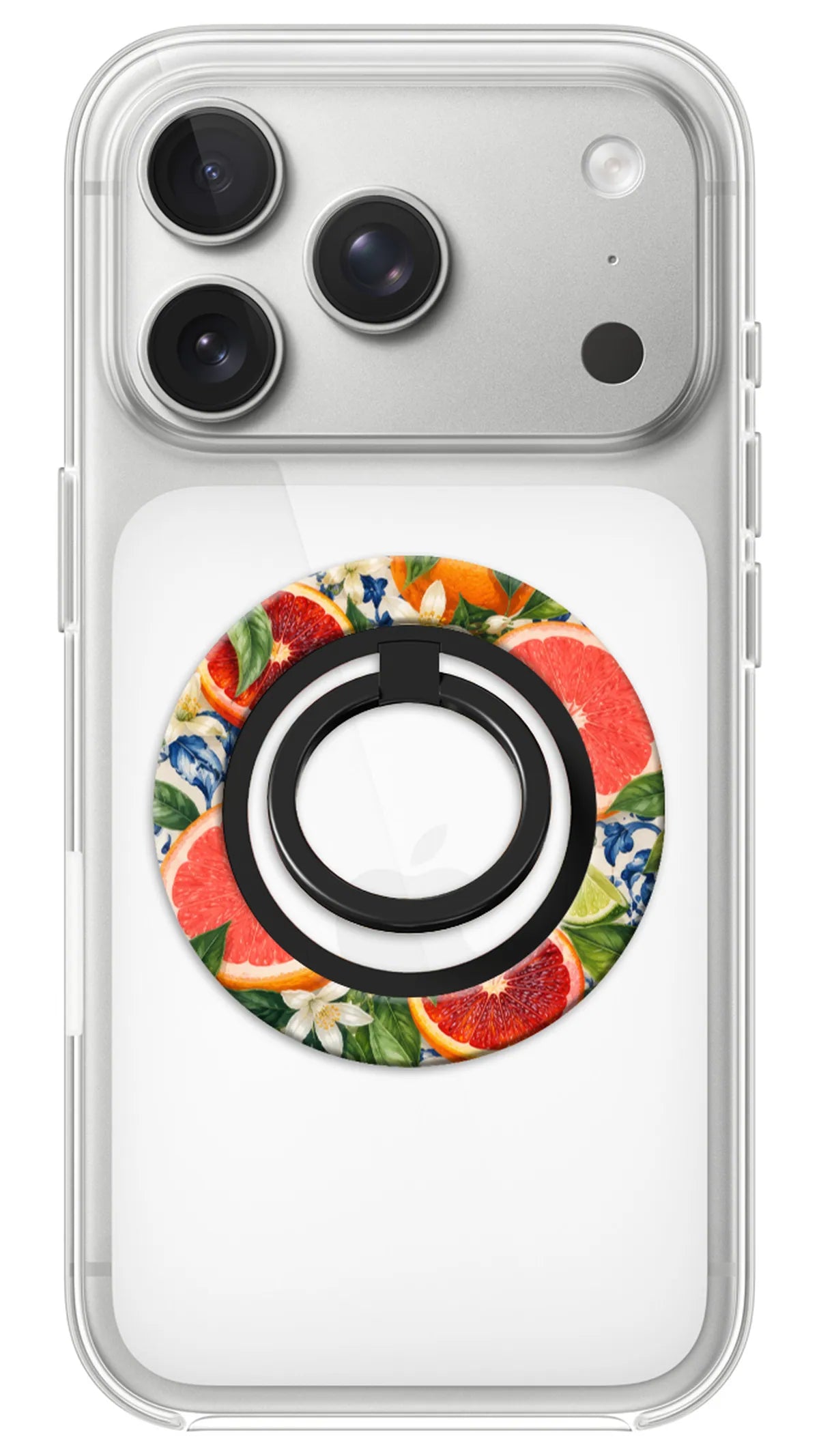 Bague Téléphone Magnétique Prestige Agrumes, bague magnétique fixée au dos du téléphone, pour une prise en main sûre et un support vidéo pratique