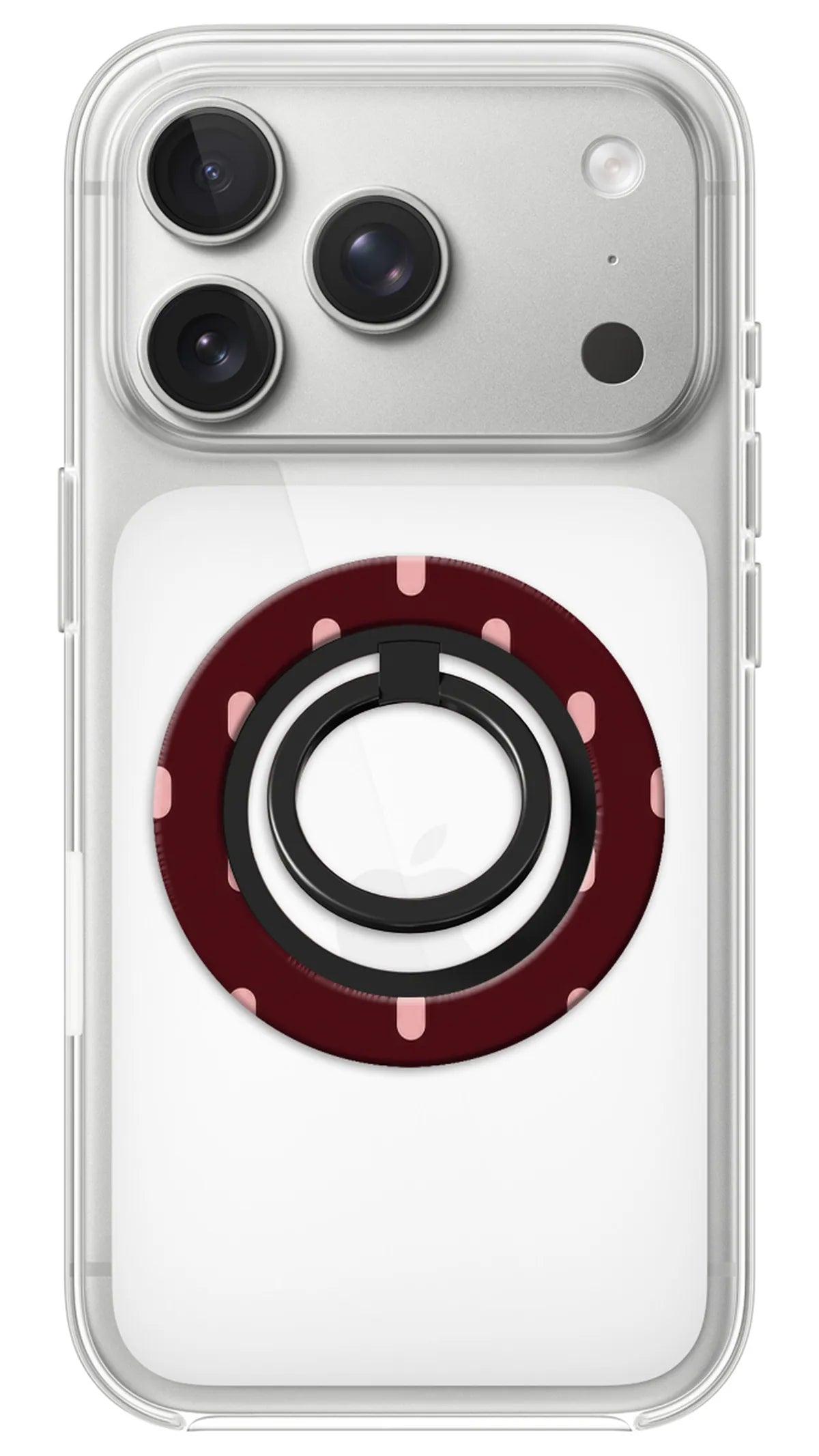 Bague Téléphone Magnétique Prestige Bordeaux Pois, bague magnétique fixée au dos du téléphone, pour une prise en main sûre et un support vidéo pratique