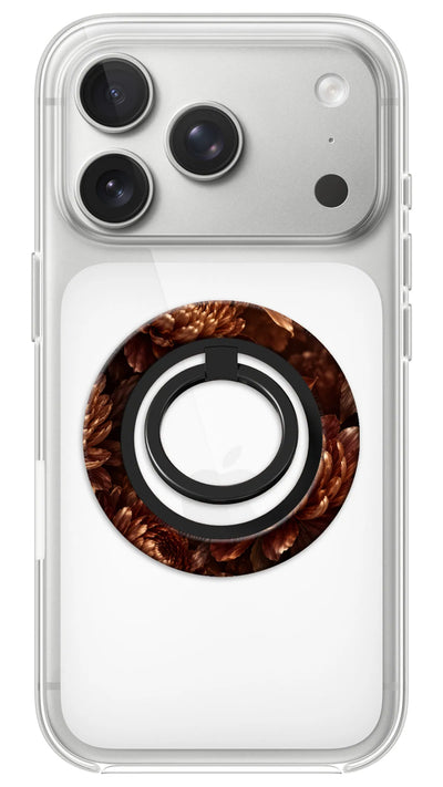Bague Téléphone Magnétique Prestige Bronze, bague magnétique fixée au dos du téléphone, pour une prise en main sûre et un support vidéo pratique