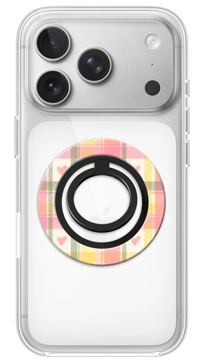 Bague Téléphone Magnétique Prestige Candy Plaid, bague magnétique fixée au dos du téléphone, pour une prise en main sûre et un support vidéo pratique